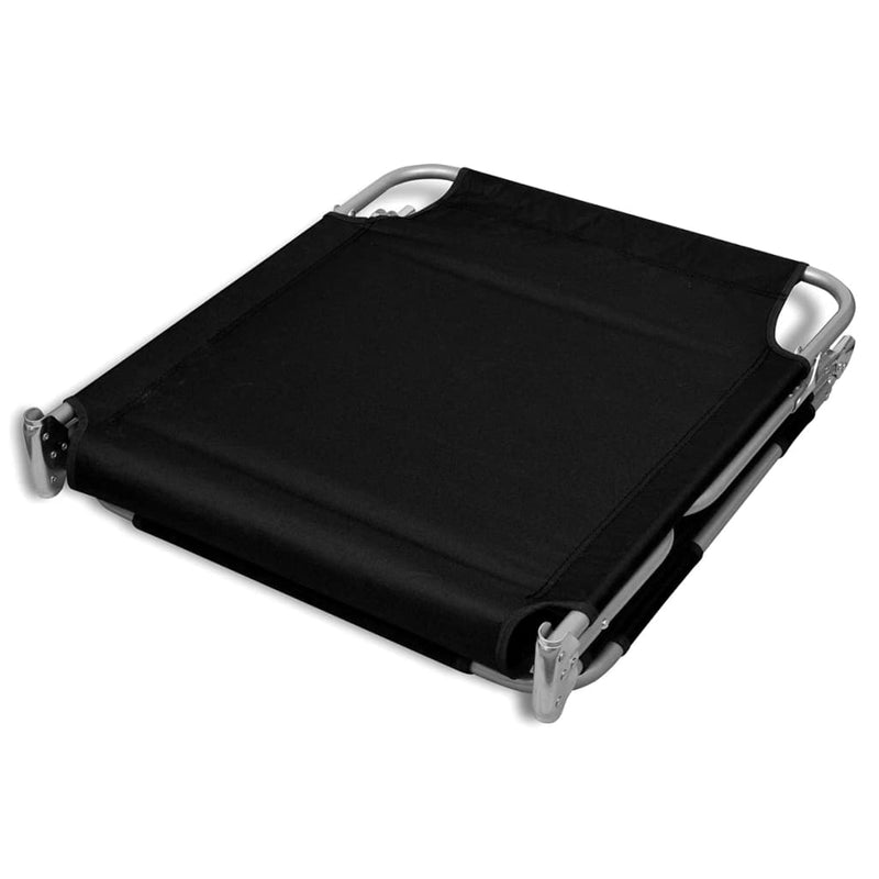 vidaXL fekete összecsukható porszórt acél napozóágy fejpárnával