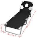 vidaXL fekete összecsukható porszórt acél napozóágy fejpárnával