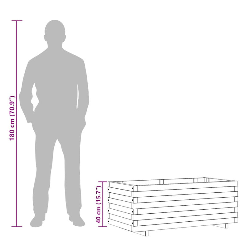 vidaXL téglalap alakú fa magaságyás 100 x 50 x 40 cm