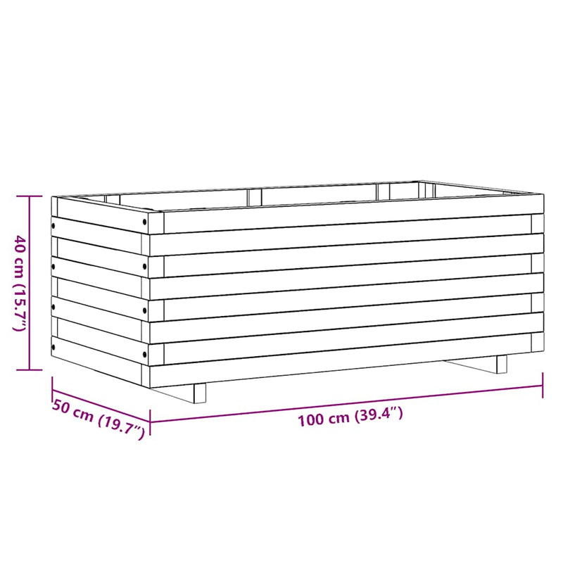 vidaXL téglalap alakú fa magaságyás 100 x 50 x 40 cm