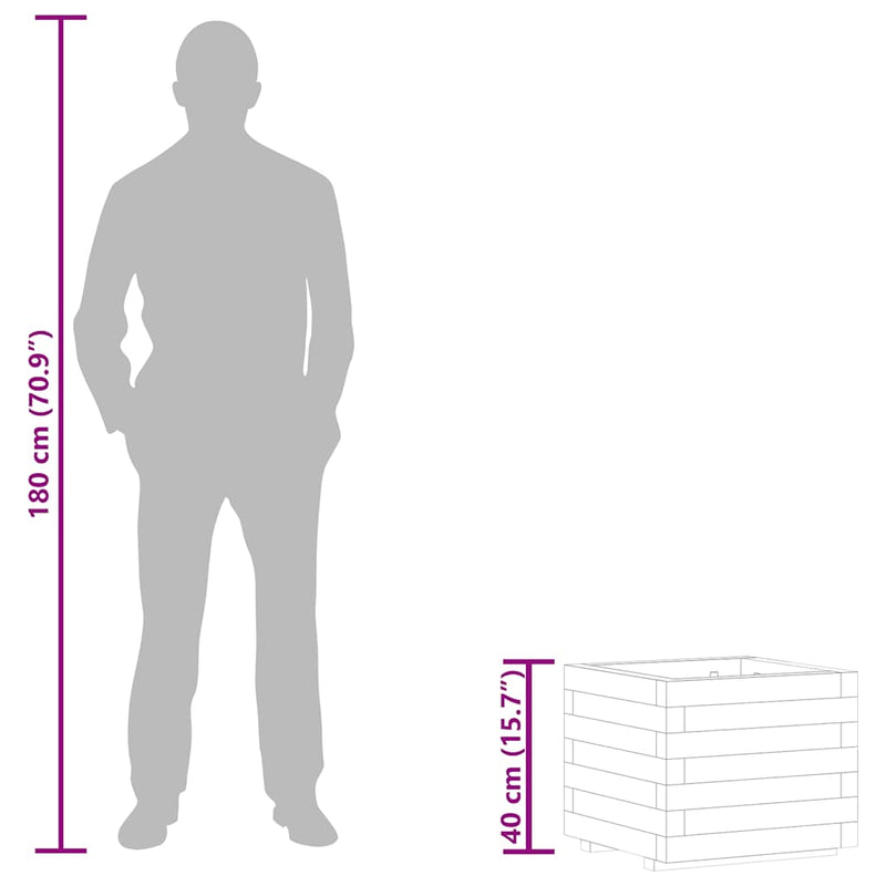 vidaXL négyszögletes fa magaságyás 50 x 50 x 40 cm