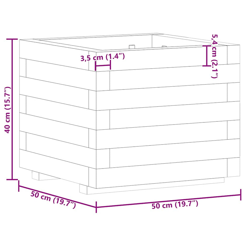 vidaXL négyszögletes fa magaságyás 50 x 50 x 40 cm
