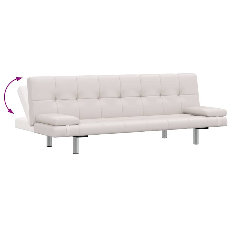 vidaXL krémfehér műbőr állítható kanapéágy két párnával