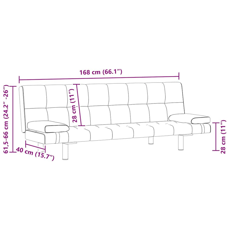 vidaXL krémfehér műbőr állítható kanapéágy két párnával