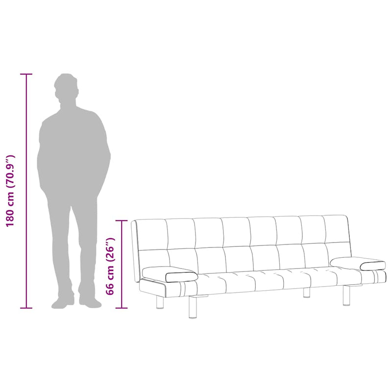 vidaXL krémfehér műbőr állítható kanapéágy két párnával