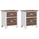 vidaXL 2 db barna és fehér 2 fiókos éjjeliszekrény