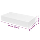 Fehér MDF lebegő fali könyvpolc/DVD tároló 1 fiókkal