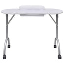 Fehér összecsukható manikűr asztal görgőkkel
