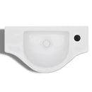Kerámia fürdőszoba mosdókagyló csaptelep lyukkal fehér