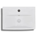 Fehér négyszögű kerámia mosdókagyló csapteleppel/túlfolyó nyílással