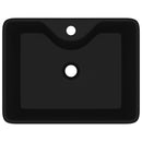 Négyszögletes kerámia fürdőszoba mosdókagyló csaptelep lyukkal fekete