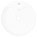 Fürdőszoba kerek kerámia mosdó Csaptelep és túlfolyó lukkal fehér