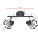 Fekete ipari stílusú drótvázas spotlámpa 2 LED izzóval