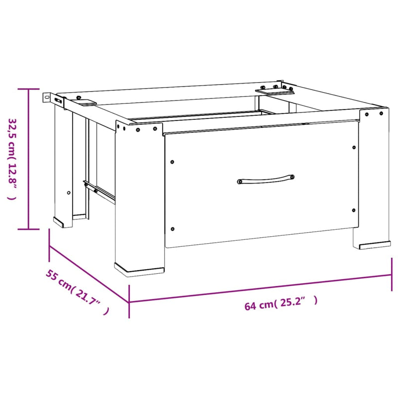 vidaXL fehér mosógéptartó állvány fiókkal