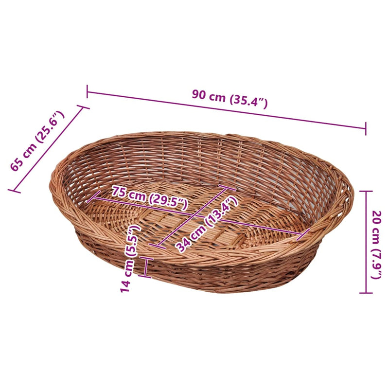 Természetes színű fűzfa kutyakosár/kisállatágy 90 cm