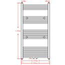 Szürke fürdőszobai egyenes törölközőtartó központi fűtéssel 600x1160mm