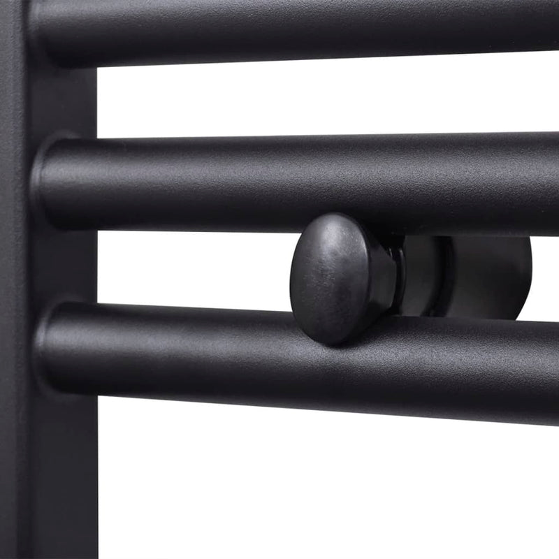 Fekete fürdőszobai egyenes törölközőtartó központi fűtéssel 500x1160mm