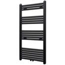Fekete fürdőszobai egyenes törölközőtartó központi fűtéssel 600x1160mm
