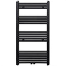 Fekete fürdőszobai egyenes törölközőtartó központi fűtéssel 600x1160mm