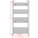 Fekete fürdőszobai egyenes törölközőtartó központi fűtéssel 600x1160mm