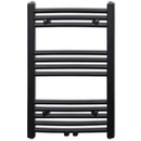 Fekete fürdőszobai íves törölközőtartó központi fűtéssel 500x764 mm