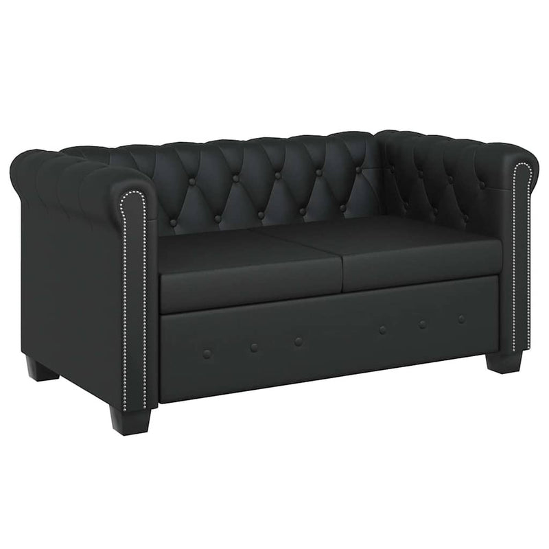 vidaXL 2 személyes fekete műbőr Chesterfield kanapé