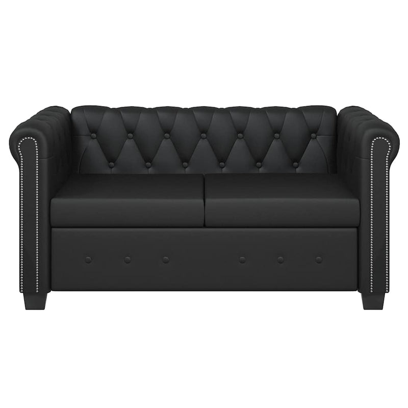 vidaXL 2 személyes fekete műbőr Chesterfield kanapé