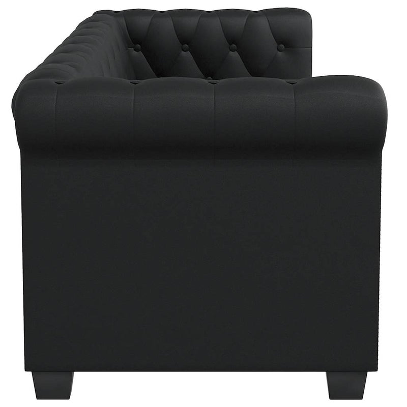 vidaXL 2 személyes fekete műbőr Chesterfield kanapé