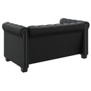 vidaXL 2 személyes fekete műbőr Chesterfield kanapé