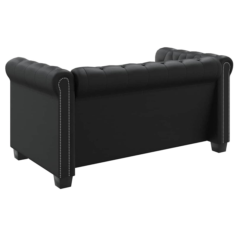 vidaXL 2 személyes fekete műbőr Chesterfield kanapé