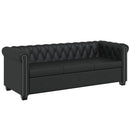 vidaXL 3 személyes fekete műbőr Chesterfield kanapé