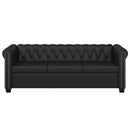 vidaXL 3 személyes fekete műbőr Chesterfield kanapé