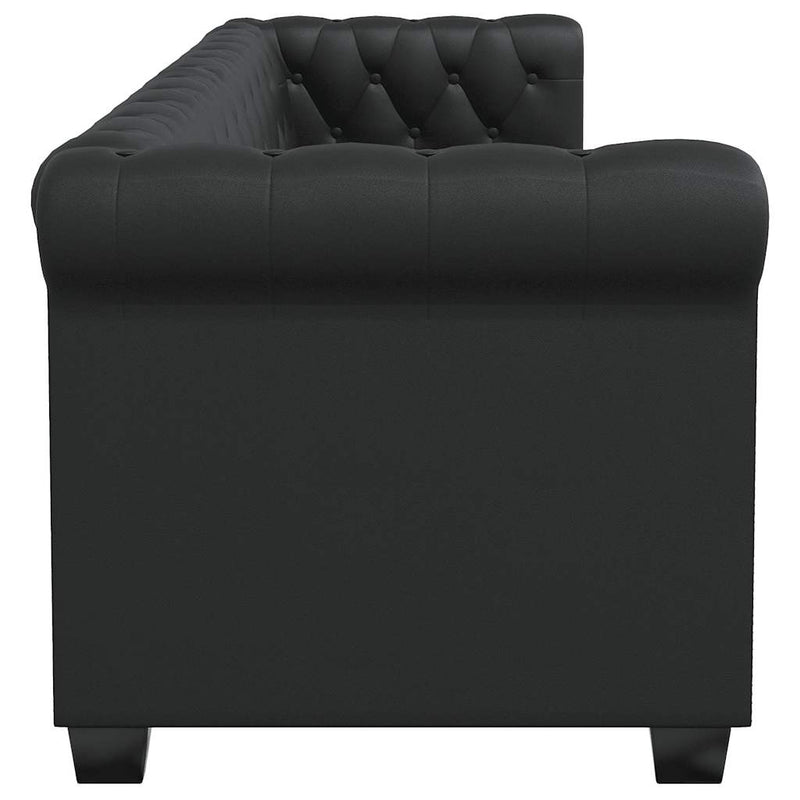 vidaXL 3 személyes fekete műbőr Chesterfield kanapé
