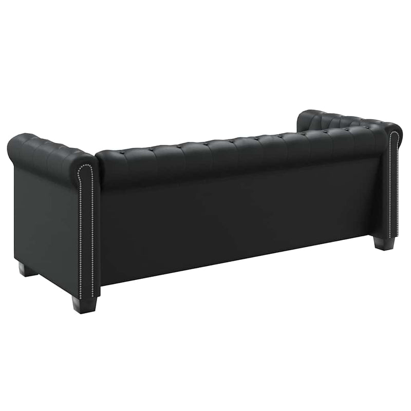 vidaXL 3 személyes fekete műbőr Chesterfield kanapé