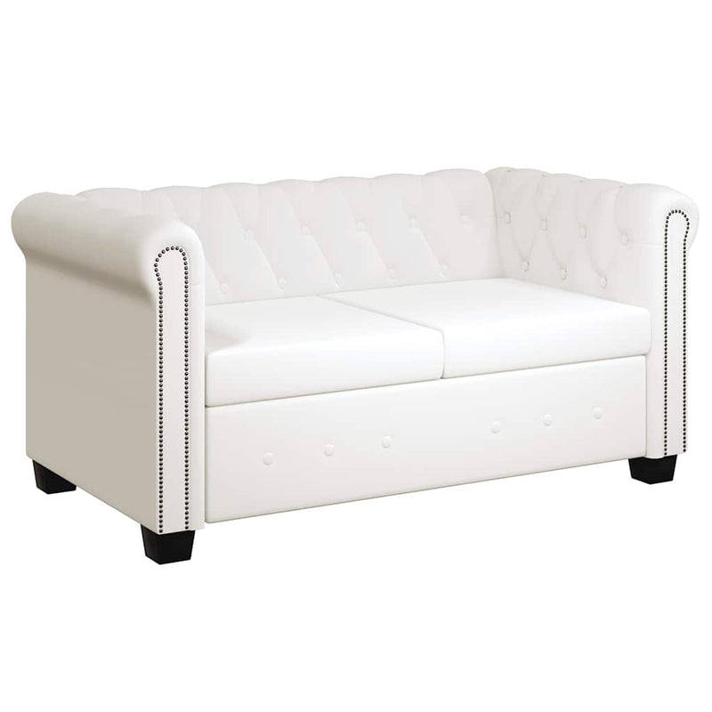 vidaXL 2 személyes fehér műbőr Chesterfield kanapé