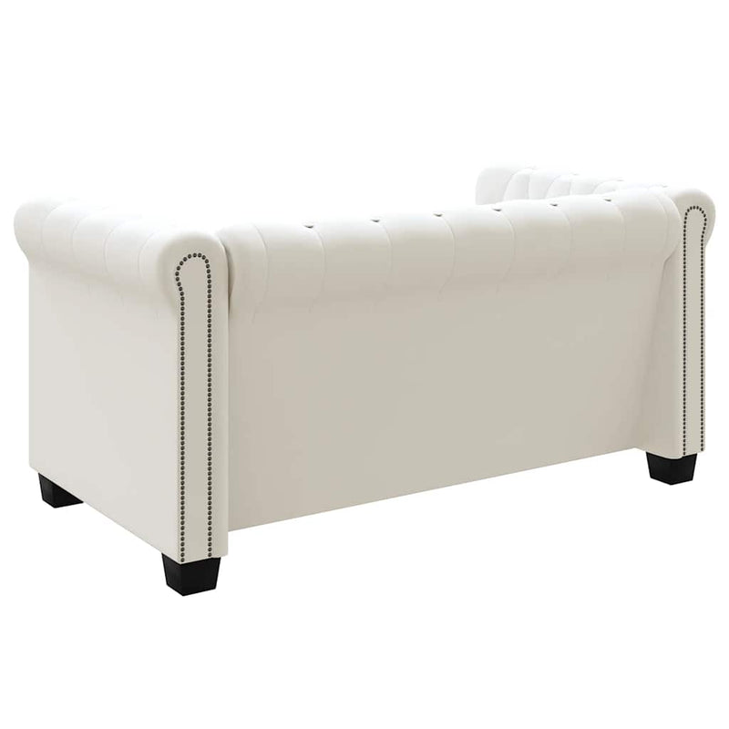 vidaXL 2 személyes fehér műbőr Chesterfield kanapé