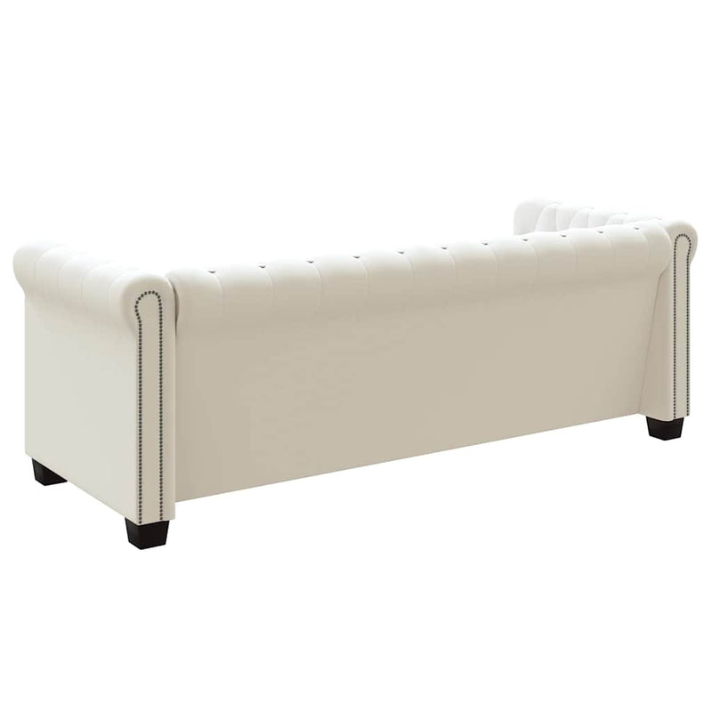 vidaXL 3 személyes fehér műbőr Chesterfield kanapé