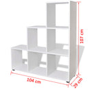 vidaXL fehér lépcső könyvespolc/vitrines polc 107 cm