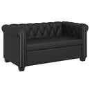 vidaXL 2 személyes és 3 személyes fekete műbőr Chesterfield kanapé