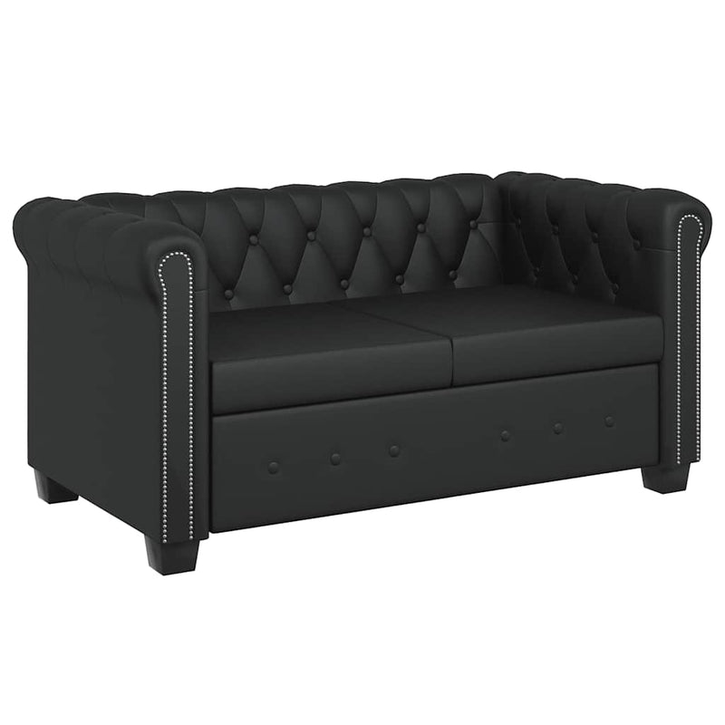 vidaXL 2 személyes és 3 személyes fekete műbőr Chesterfield kanapé