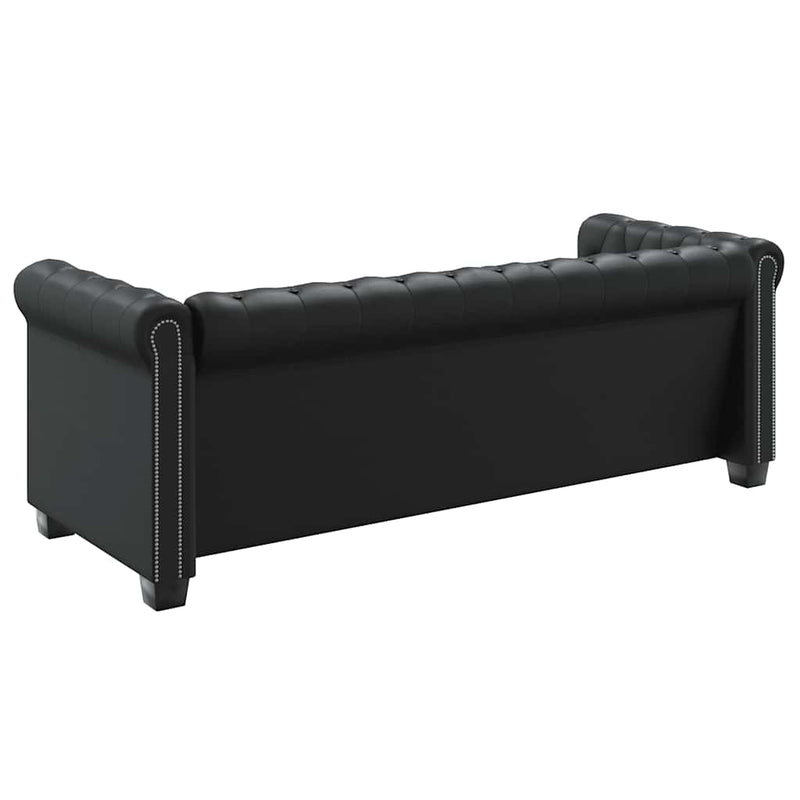 vidaXL 2 személyes és 3 személyes fekete műbőr Chesterfield kanapé