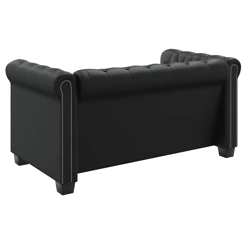 vidaXL 2 személyes és 3 személyes fekete műbőr Chesterfield kanapé