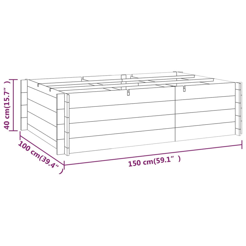 vidaXL impregnált fa magaságyás 150 x 100 x 40 cm