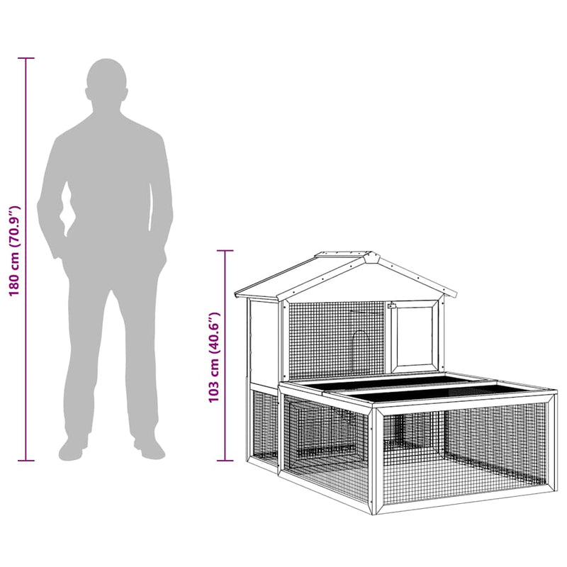 vidaXL fa állat/nyúlketrec kültéri futtatóval