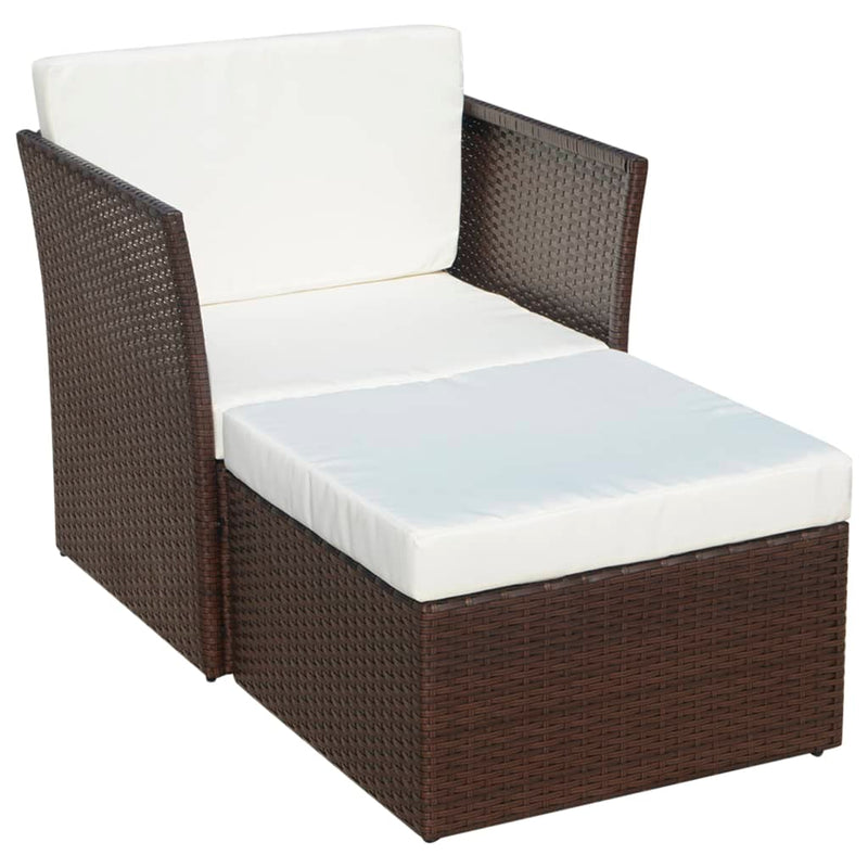 vidaXL barna kerti polyrattan szék zsámollyal