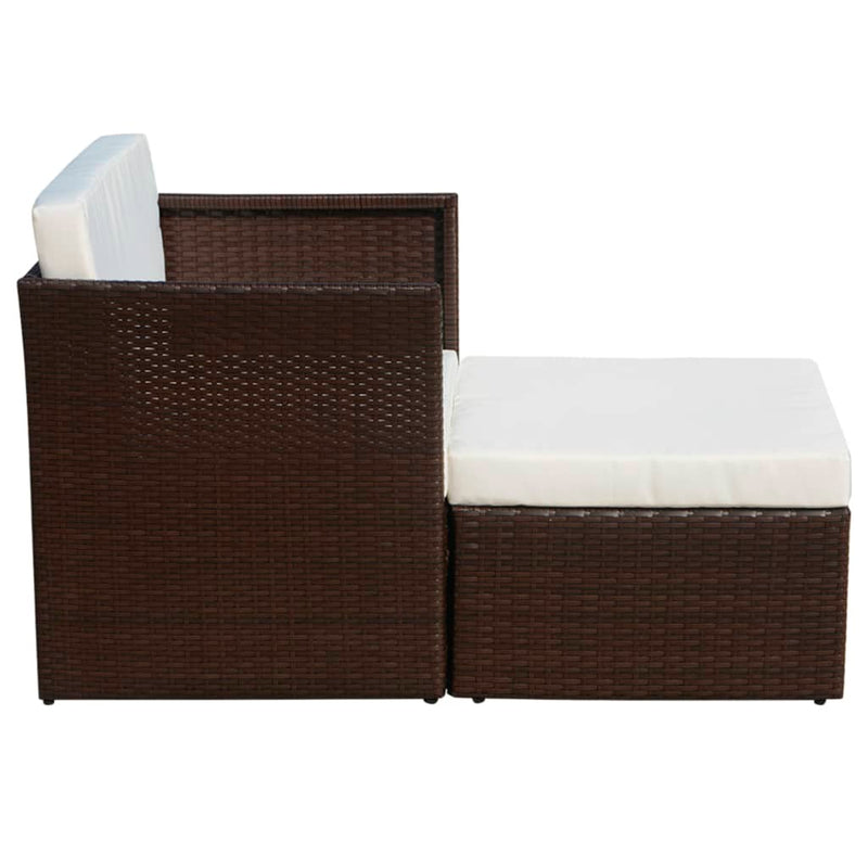 vidaXL barna kerti polyrattan szék zsámollyal