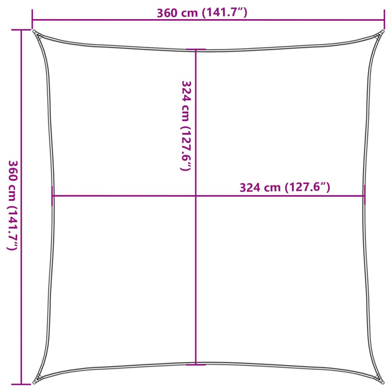 vidaXL 3,6x3,6 m antracit HDPE tér napernyő