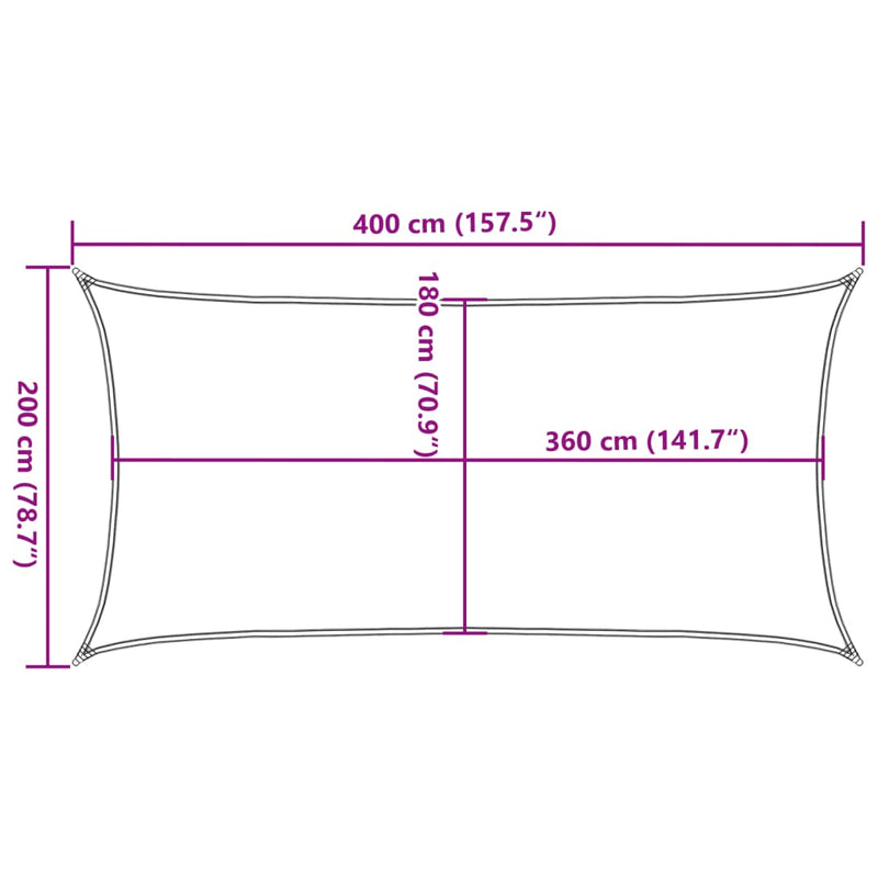 vidaXL 2x4 m Bézs négyszögletű HDPE napernyő