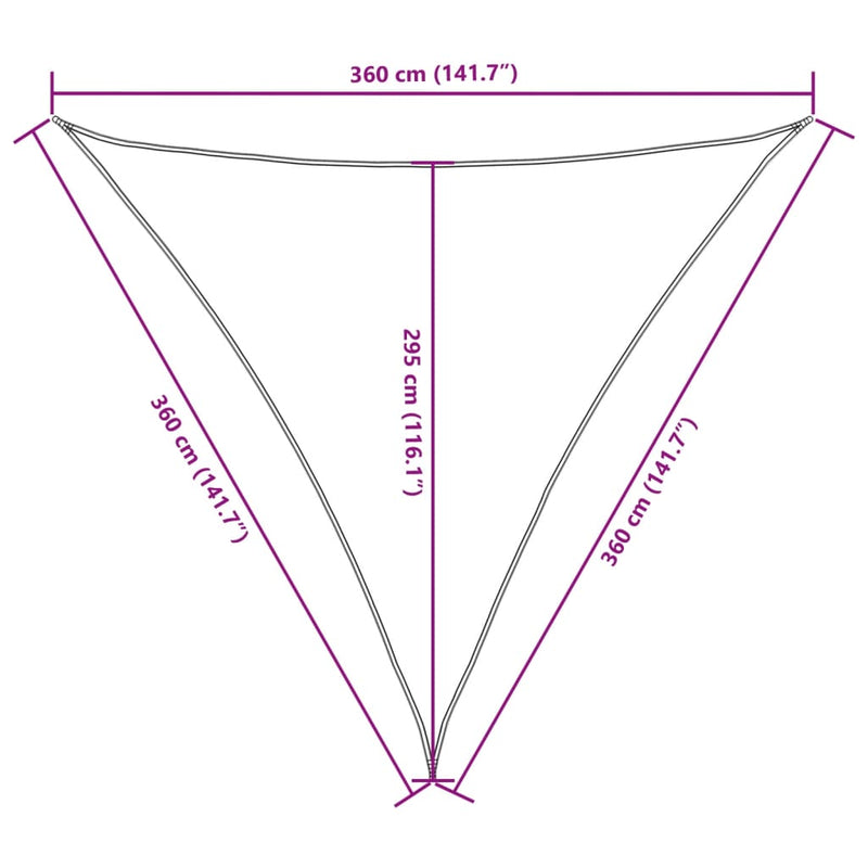 vidaXL háromszög alakú bézs oxford szövet napvitorla 3,6 x 3,6 x 3,6 m