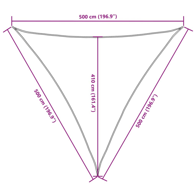 vidaXL háromszög alakú bézs oxford szövet napvitorla 5 x 5 x 5 m